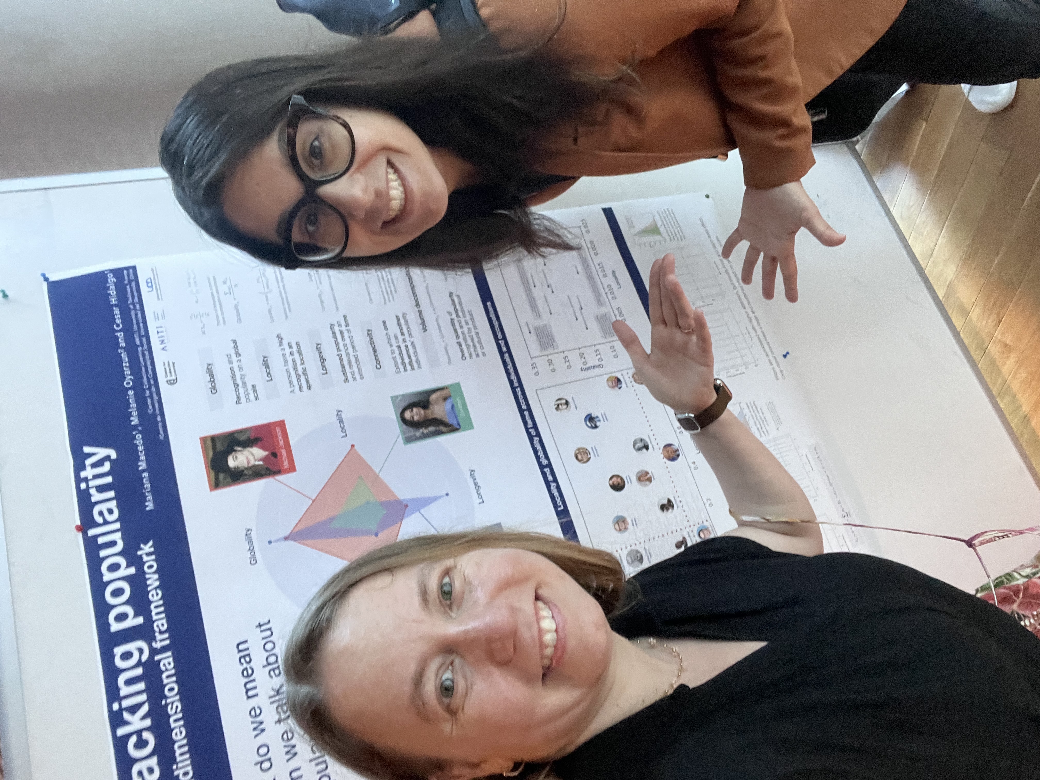 Melanie Oyarzun with collaborator and friend Mariana Macedo at IC2S2 2023 in Copenhagen