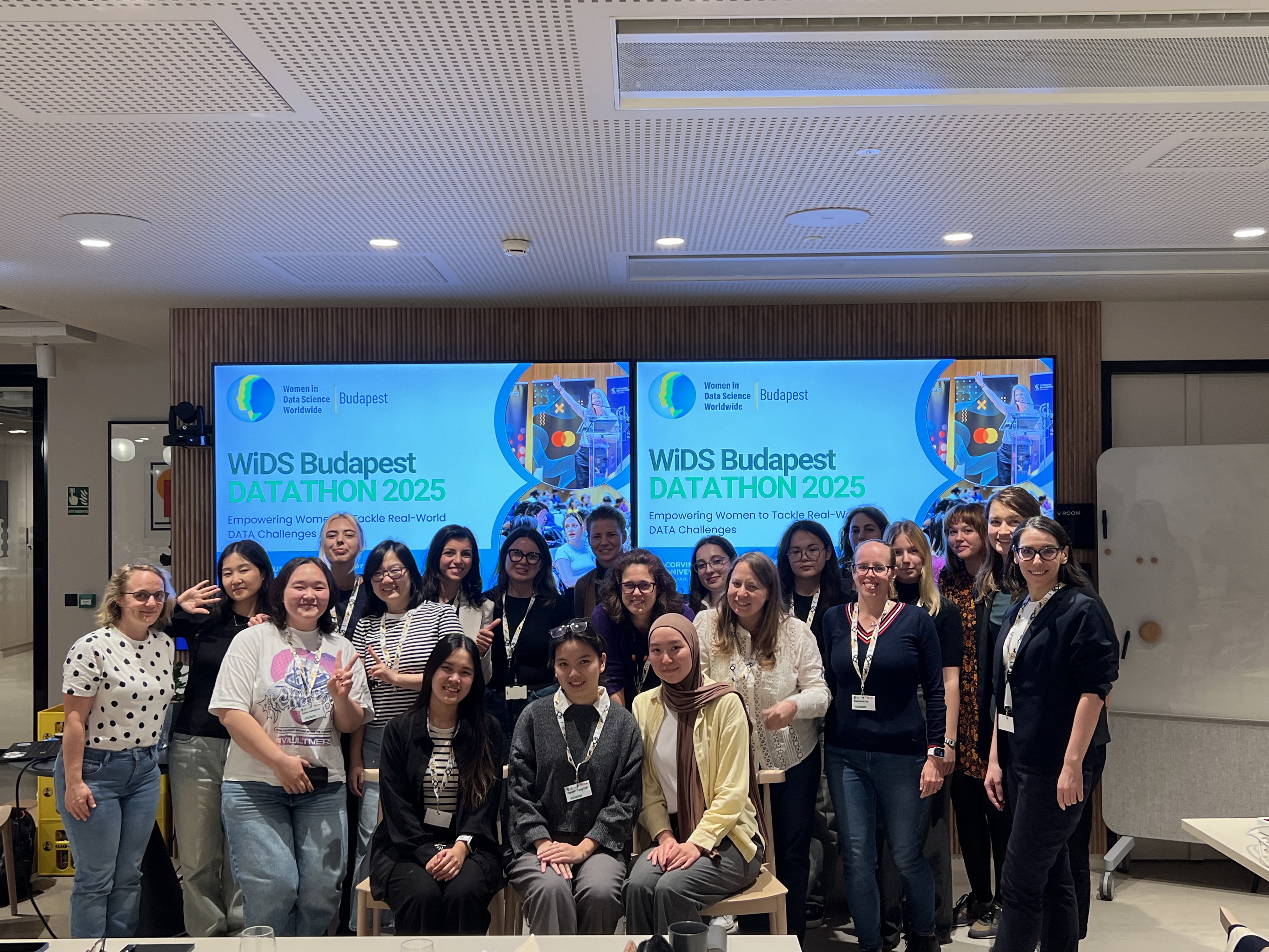 Group photo from WiDS Budapest Datathon 2025
